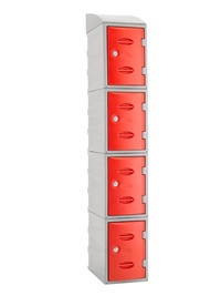 Plastic Lockers with Red Doors: click to enlarge