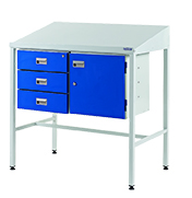 Team Leader Workstations with Triple Drawers & Cupboard: click to enlarge