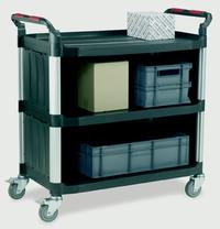 Utility Tray Trolleys - 3 Shelf - Sides/Back Enclosed: click to enlarge