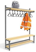 Single Sided Cloakroom Units with Black Plastic Hangers